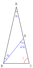 trouver un tr. isocele - solution par trisection d'un angle de la base - copyright Patrice Debart 2004