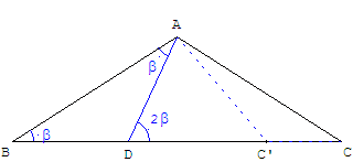 trouver un tr. isocèle - recherche par trisection de l'angle au sommet - copyright Patrice Debart 2004