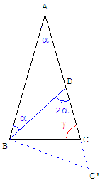 geometrie du triangle - trouver un tr. isocele - copyright Patrice Debart 2004