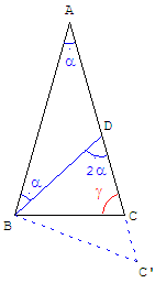 geometrie du triangle - trouver un tr. isocèle - copyright Patrice Debart 2004