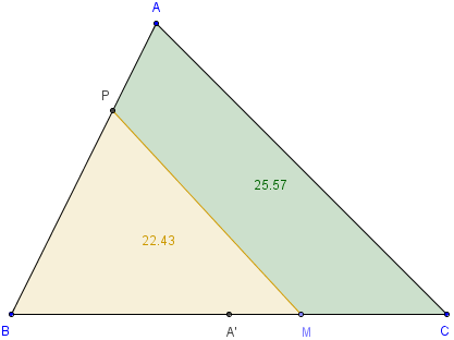 Recherche pour le partage en deux du triangle - copyright Patrice Debart 2016