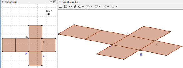 geogebra 3d - patron du cube - copyright Patrice Debart 2014