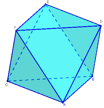 geogebra 3d - solide à 8 faces équilatérales - copyright Patrice Debart 2015