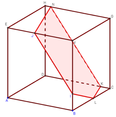 pentagone comme section de cube avec geogebra 3d - copyright Patrice Debart 2015