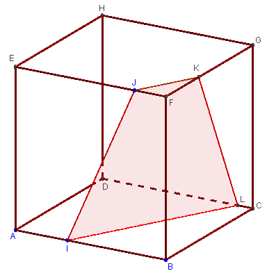 trapèze comme section de cube avec geogebra 3d - copyright Patrice Debart 2015