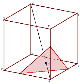 cube avec geogebra 3d - triangle comme section de cube - copyright Patrice Debart 2015