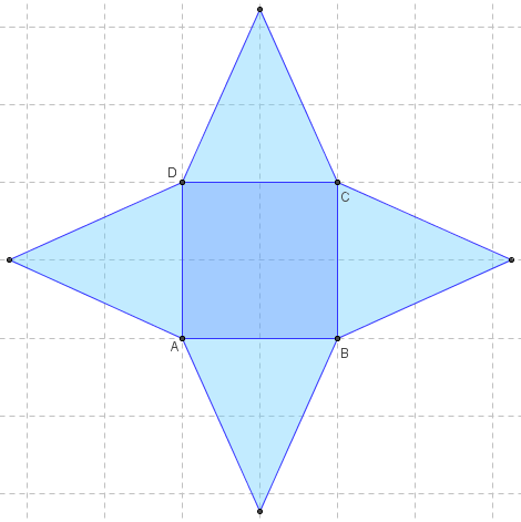 geogebra 3d - patron d'une pyramide de base carrée - copyright Patrice Debart 2014