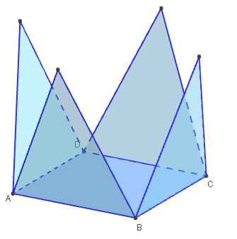 geogebra 3d - pliage du patron d'une pyramide de base carré - copyright Patrice Debart 2014