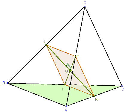 produit scalaire avec GeoGebra 3D - 2 arêtes égales dans un tétraèdre- copyright Patrice Debart 2015