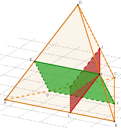 geogebra 3d - deux parallélogrammes sections planes d'un tétraèdre- copyright Patrice Debart 2015