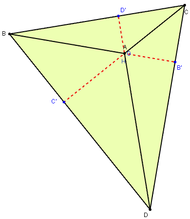 Geogebra 3d - pied d'une des hauteurs d'un tétraèdre - copyright Patrice Debart 2015