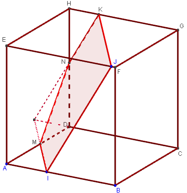 Geogebra 3D - section d'un cube pentagonale - copyright Patrice Debart 2014
