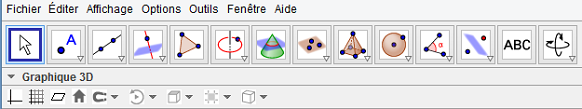 Barre de lenu GeoGebra 3D