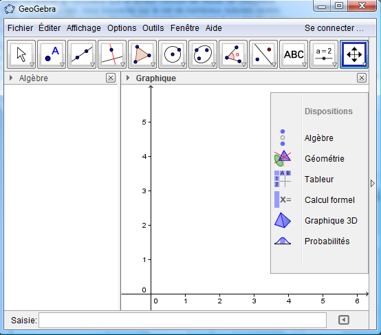 geogebra - ecran d'accueil - copyright Patrice Debart 2014