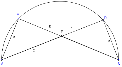 papillon de 2 triangles rectangles dans un demi-cercle - La Geometrie de descartes - copyright Patrice Debart 2011