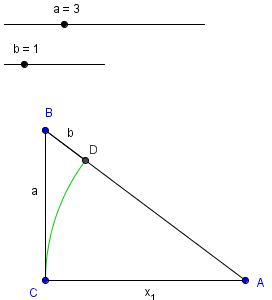 triangle rectangle avec un côté et la différence des 2 autres - La Géométrie de Descartes - copyright Patrice Debart 2011
