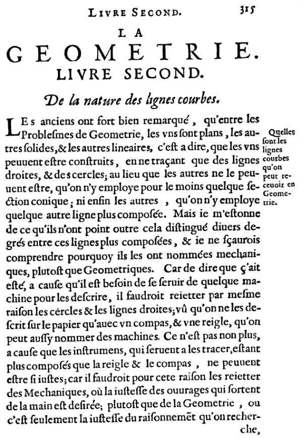 la geometrie de descartes - ed. 1637 - page 315