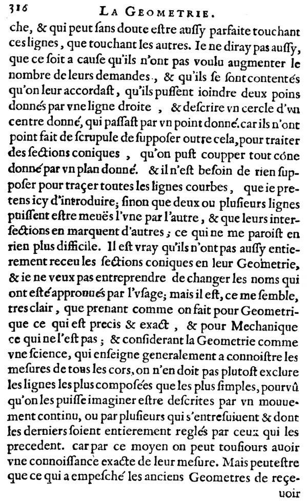 la geometrie de descartes - ed. 1637 - page 316