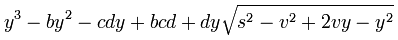 y^3 - by^2 - cdy + bcd + dy\sqrt{s^2 - v^2 + 2vy - y^2}
