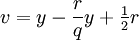 v = y - {\frac{r}{q}}y + \frac 12 r