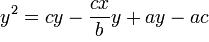 y^2 = cy - \frac {cx}b y + ay - ac