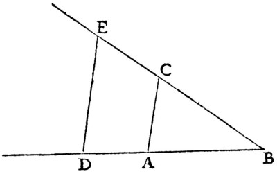 la geometrie de descartes - ed. 1637 - Thalès et la multiplication - figure 1