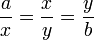 \frac a x = \frac x y = \frac y b