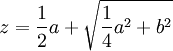 z = a/2 + rac(Δ)