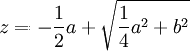 z = - a/2 + rac(Δ)