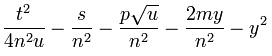 \frac{t^2}{4n^2u}-\frac{s}{n^2}-\frac{p\sqrt u}{n^2}-\frac{2my}{n^2}-y^2
