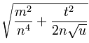 \sqrt{\frac{m^2}{n^4} + \frac{t^2}{2n\sqrt u}}