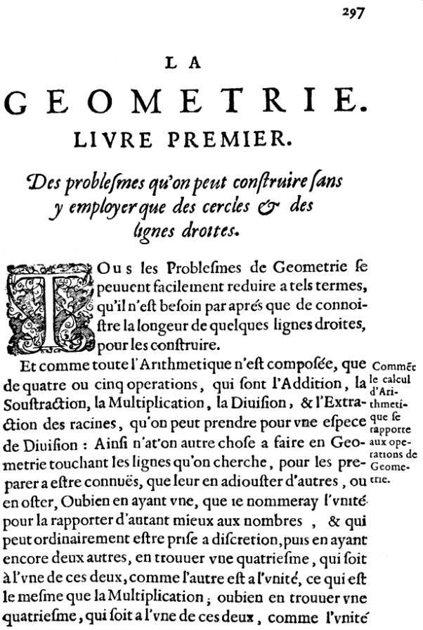 premiere page de la geometie de descartes - ed. 1637