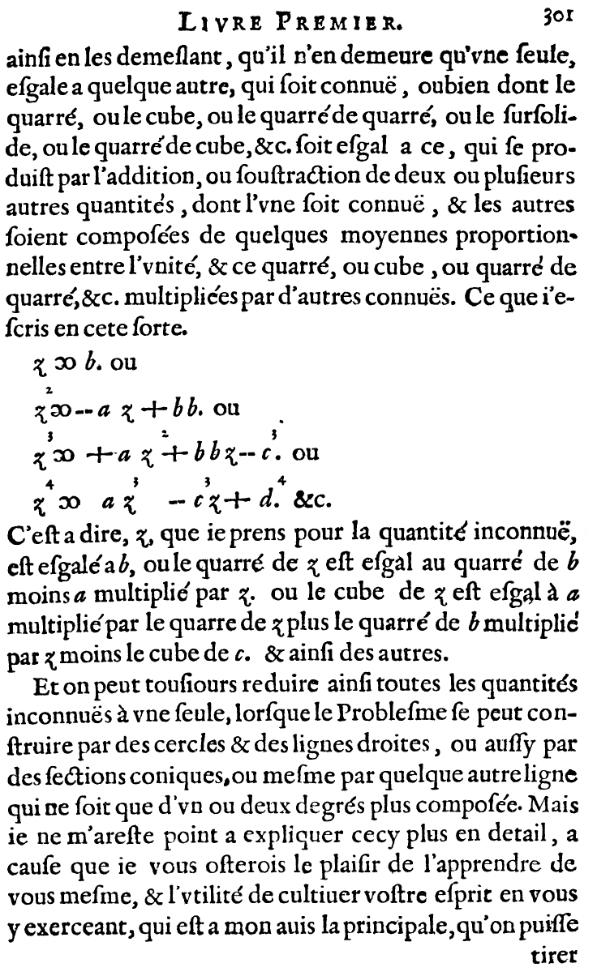 la geometrie de descartes - ed. 1637 - page 301