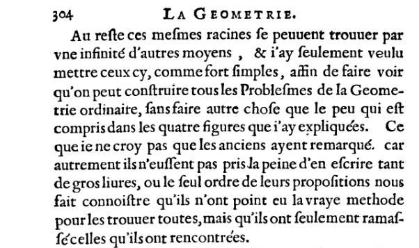 la geometrie de descartes - ed. 1637 - haut de la page 304