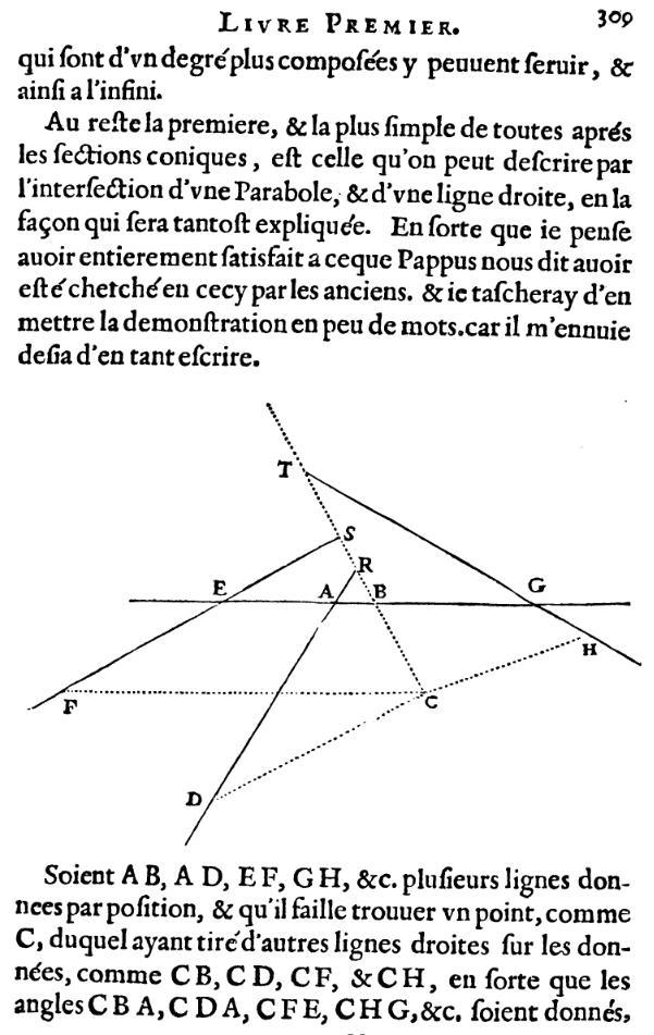 la geometrie de descartes - ed. 1637 - problème de Pappus - Page 309