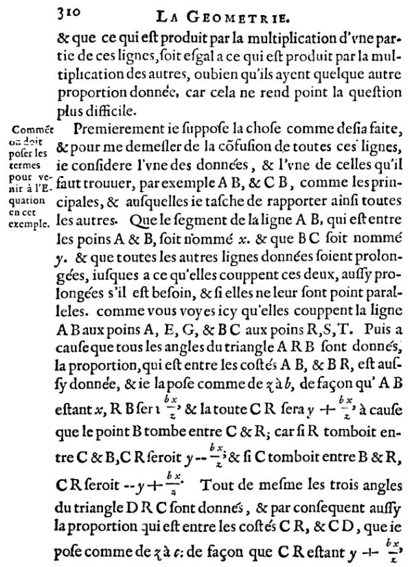 la geometrie de descartes - ed. 1637 - probleme de pappus - page 310