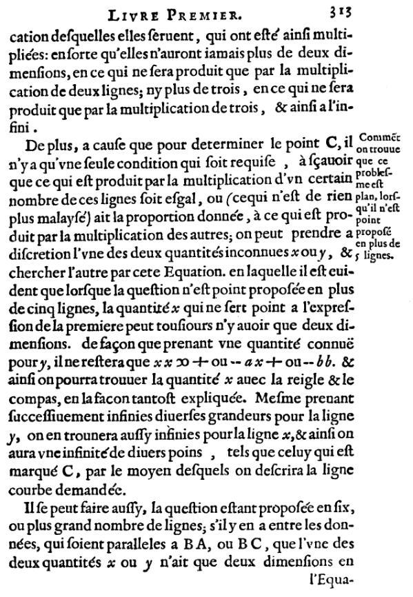 la geometrie de descartes - ed. 1637 - probleme de pappus - page 313