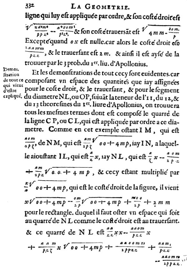 la geometrie de descartes - ed. 1637 - probleme de pappus - page 332