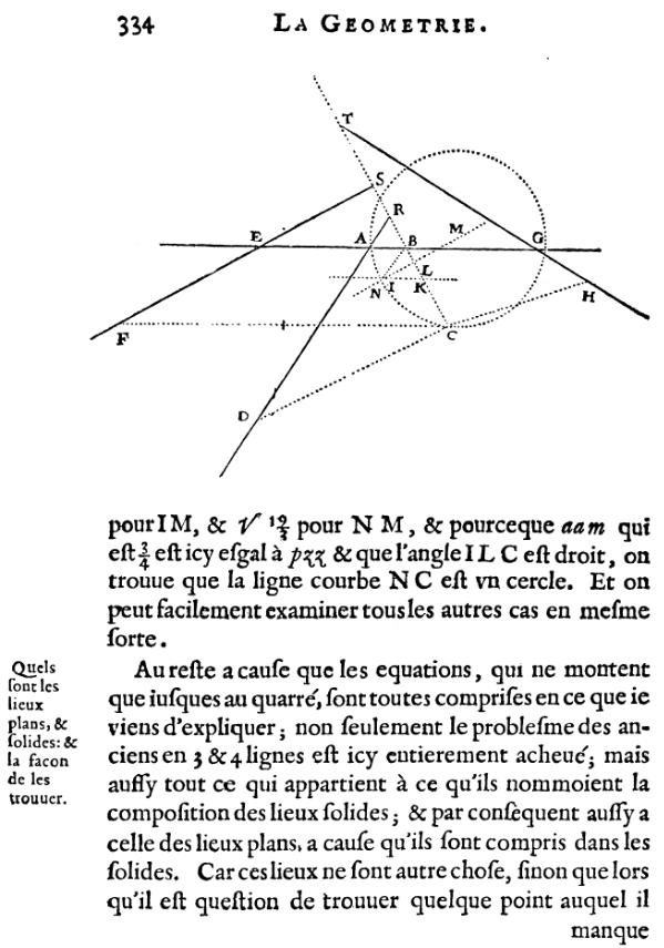 La Geometrie de Descartes - cercle solution du probleme de Pappus - page 334