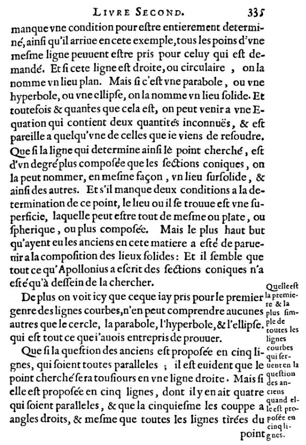 la geometrie de descartes - ed. 1637 - page 335