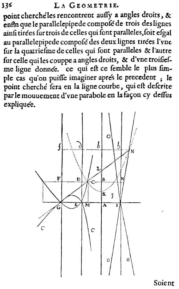 la geometrie de descartes - ed. 1637 - lieu de Pappus a cinq droites - figure 11 - page 336
