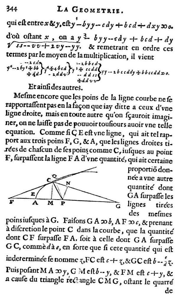 la geometrie de descartes - ed. 1637 - tangente a l'ellipse - figure 12 - page 344