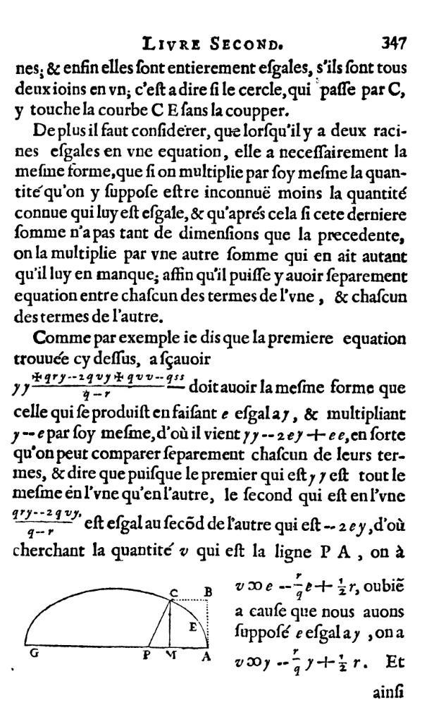 la geometrie de descartes - ed. 1637 - normale a l'ellipse - figure 16 - page 347