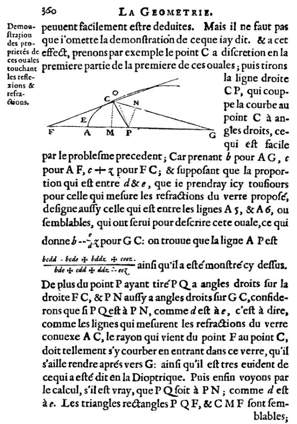 la geometrie de descartes - ed. 1637 - normale a l'ovale - figure 12 - page 360
