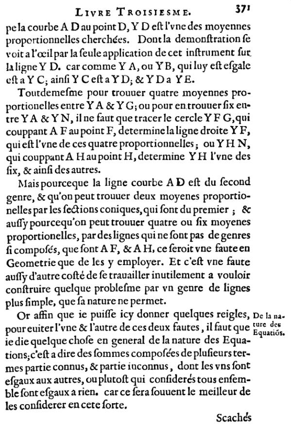 la geometrie de descartes - ed. 1637 - page 371