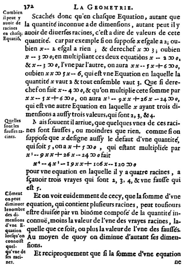 la geometrie de descartes - ed. 1637 - page 372
