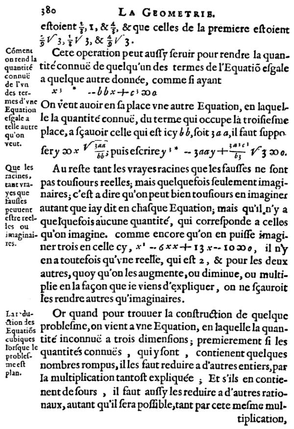 la geometrie de descartes - ed. 1637 - page 380