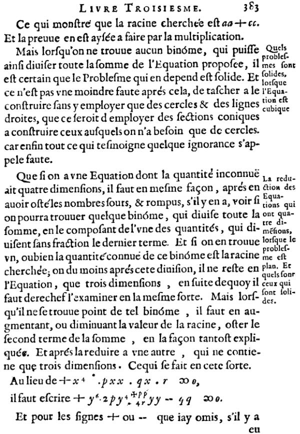 la geometrie de descartes - ed. 1637 - page 383