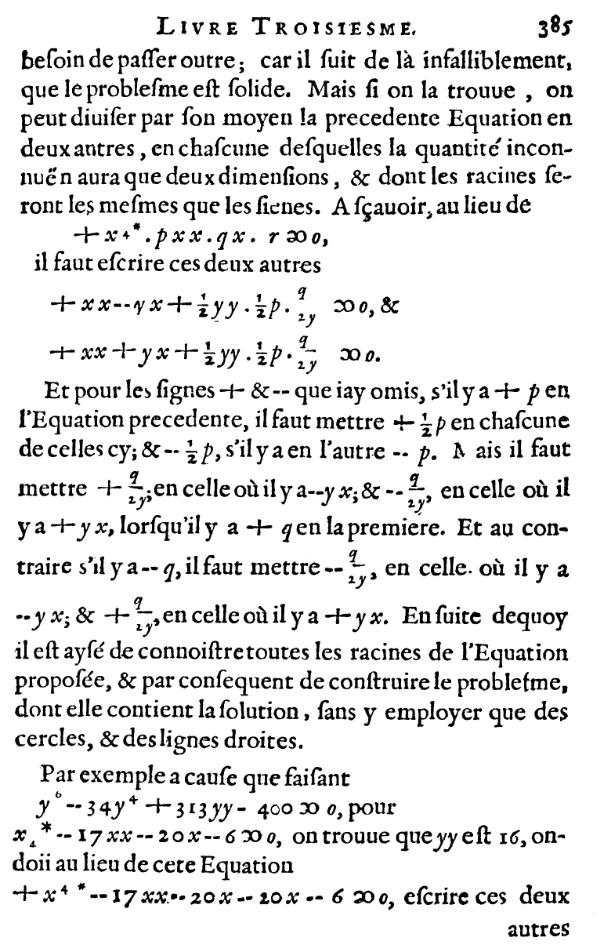 la geometrie de descartes - ed. 1637 - page 385