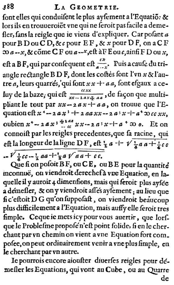 la geometrie de descartes - ed. 1637 - page 388